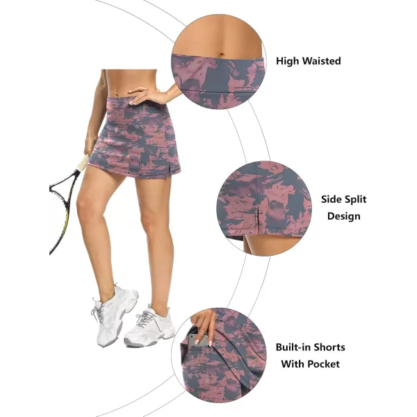 LouKeith Tennis Skirts for Women Golf Athletic Activewear Skorts Mini Summer Workout Running Shorts with PocketsPinktie Dye