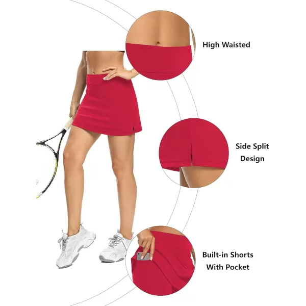 LouKeith Tennis Skirts for Women Golf Athletic Activewear Skorts Mini Summer Workout Running Shorts with PocketsRed