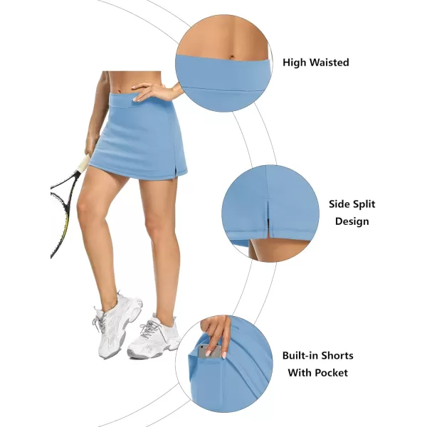 LouKeith Tennis Skirts for Women Golf Athletic Activewear Skorts Mini Summer Workout Running Shorts with PocketsSky Blue