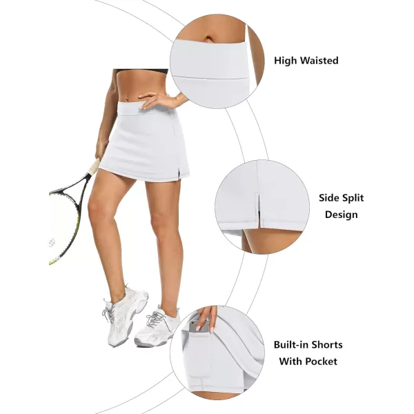 LouKeith Tennis Skirts for Women Golf Athletic Activewear Skorts Mini Summer Workout Running Shorts with PocketsWhite