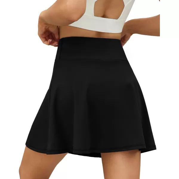 LouKeith Tennis Skirts for Women Pleated Crossover High Waisted Athletic Workout Golf Skorts Skirts with Shorts Pocket1black