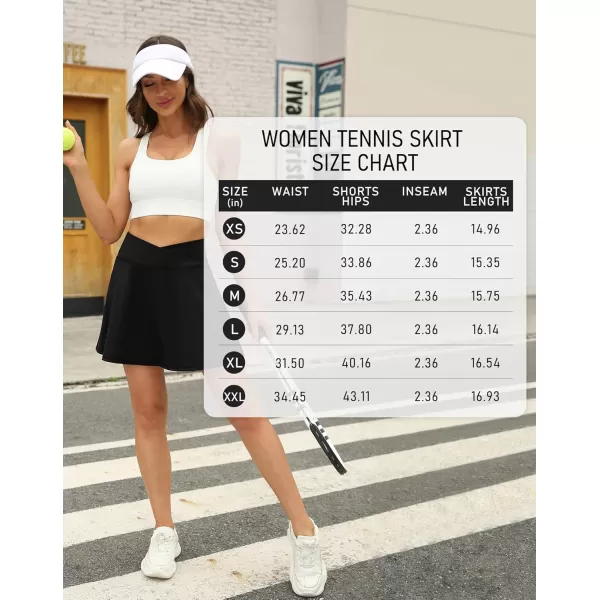 LouKeith Tennis Skirts for Women Pleated Crossover High Waisted Athletic Workout Golf Skorts Skirts with Shorts Pocket1black