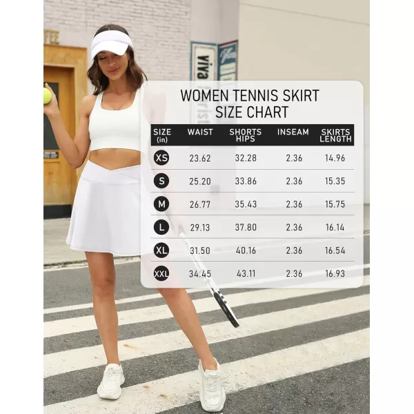 LouKeith Tennis Skirts for Women Pleated Crossover High Waisted Athletic Workout Golf Skorts Skirts with Shorts Pocket2white
