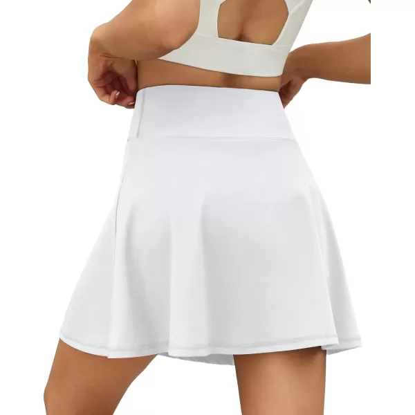 LouKeith Tennis Skirts for Women Pleated Crossover High Waisted Athletic Workout Golf Skorts Skirts with Shorts Pocket2white