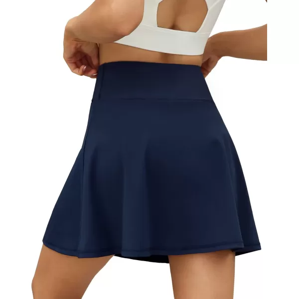LouKeith Tennis Skirts for Women Pleated Crossover High Waisted Athletic Workout Golf Skorts Skirts with Shorts Pocket3navy