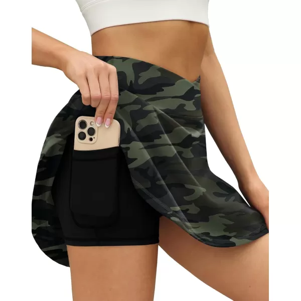 LouKeith Tennis Skirts for Women Pleated Crossover High Waisted Athletic Workout Golf Skorts Skirts with Shorts Pocket5camo