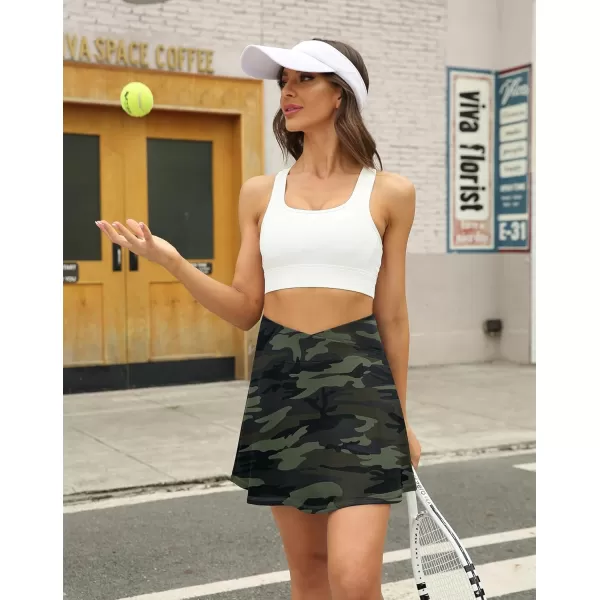 LouKeith Tennis Skirts for Women Pleated Crossover High Waisted Athletic Workout Golf Skorts Skirts with Shorts Pocket5camo
