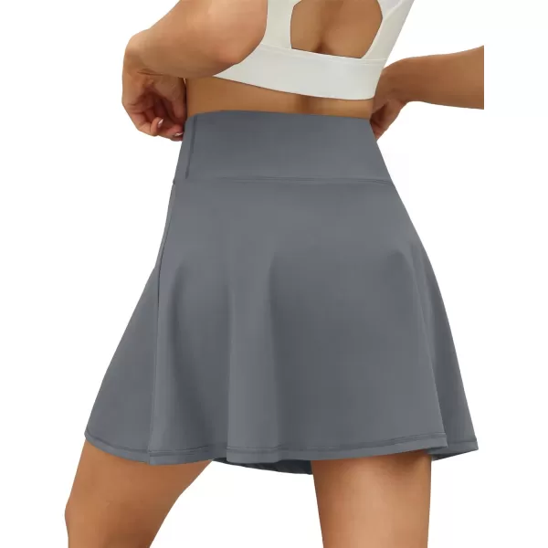 LouKeith Tennis Skirts for Women Pleated Crossover High Waisted Athletic Workout Golf Skorts Skirts with Shorts Pocket6gray