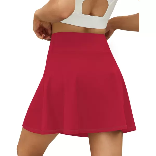 LouKeith Tennis Skirts for Women Pleated Crossover High Waisted Athletic Workout Golf Skorts Skirts with Shorts Pocket8red