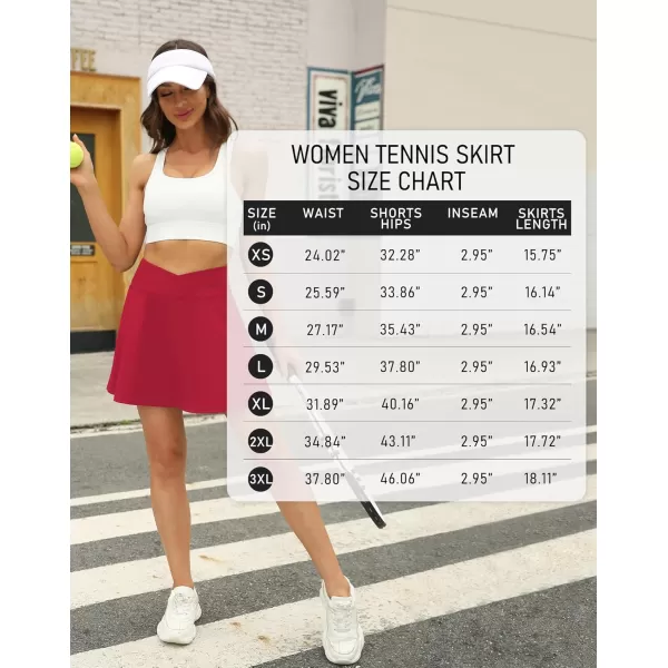 LouKeith Tennis Skirts for Women Pleated Crossover High Waisted Athletic Workout Golf Skorts Skirts with Shorts Pocket8red