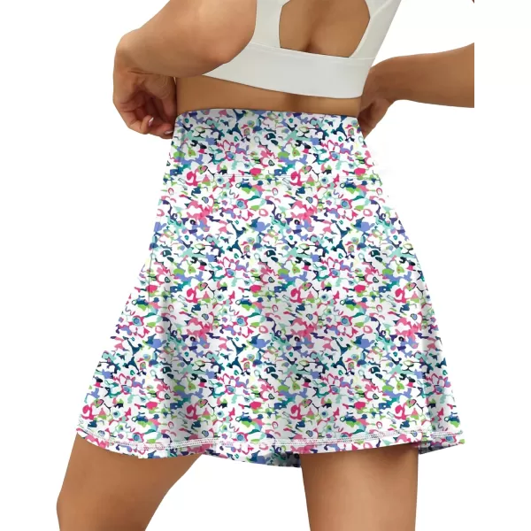 LouKeith Tennis Skirts for Women Pleated Crossover High Waisted Athletic Workout Golf Skorts Skirts with Shorts PocketPattern2boho Flowers