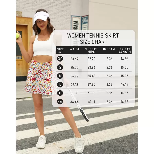 LouKeith Tennis Skirts for Women Pleated Crossover High Waisted Athletic Workout Golf Skorts Skirts with Shorts PocketPattern3tiny Flowers