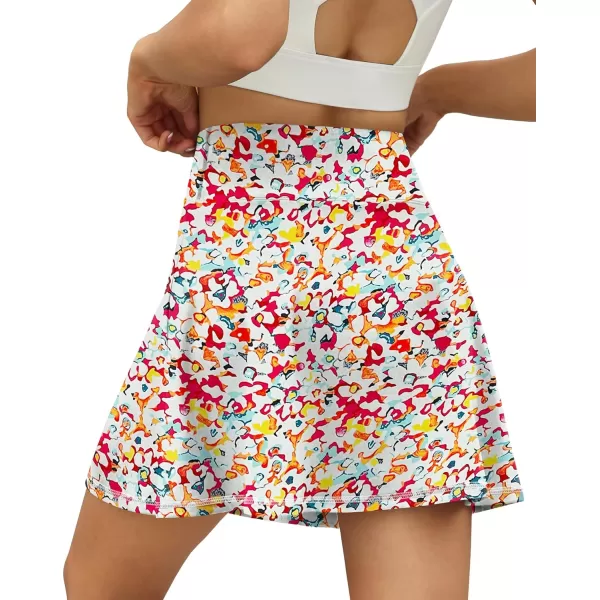 LouKeith Tennis Skirts for Women Pleated Crossover High Waisted Athletic Workout Golf Skorts Skirts with Shorts PocketPattern3tiny Flowers