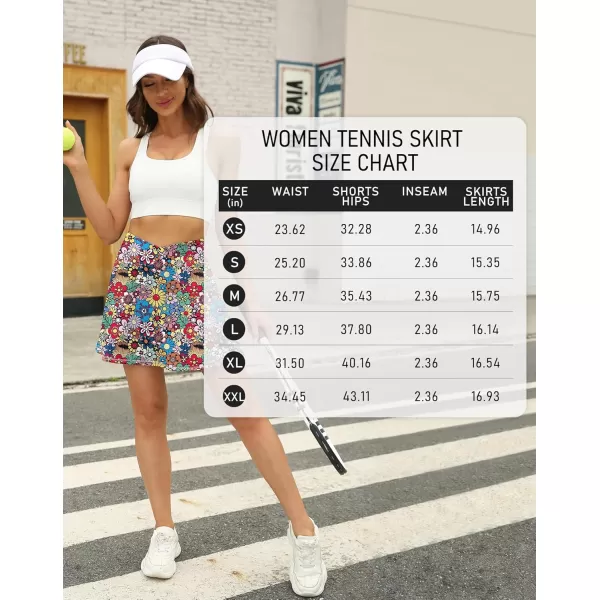 LouKeith Tennis Skirts for Women Pleated Crossover High Waisted Athletic Workout Golf Skorts Skirts with Shorts PocketPattern4colorful Flowers