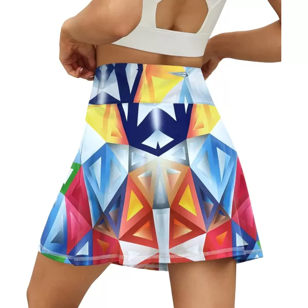 LouKeith Tennis Skirts for Women Pleated Crossover High Waisted Athletic Workout Golf Skorts Skirts with Shorts PocketPattern5geometry