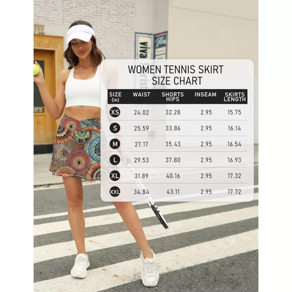 LouKeith Tennis Skirts for Women Pleated Crossover High Waisted Athletic Workout Golf Skorts Skirts with Shorts PocketPattern6bohemian Circle