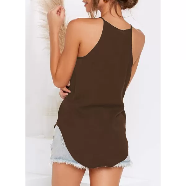 LouKeith Womens Tops Sleeveless Halter Racerback Summer Basic Tee Shirts Cami Tank Tops Beach BlousesChocolate