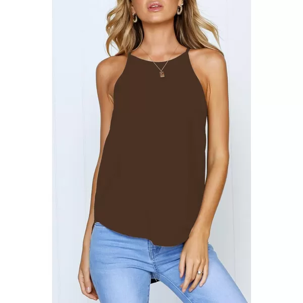 LouKeith Womens Tops Sleeveless Halter Racerback Summer Basic Tee Shirts Cami Tank Tops Beach BlousesChocolate
