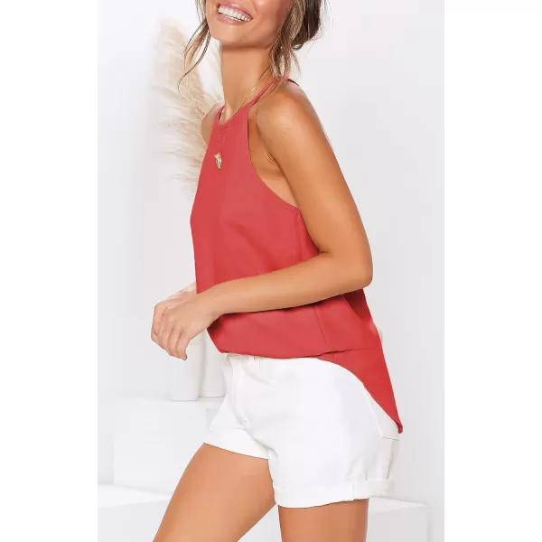 LouKeith Womens Tops Sleeveless Halter Racerback Summer Basic Tee Shirts Cami Tank Tops Beach BlousesCoral