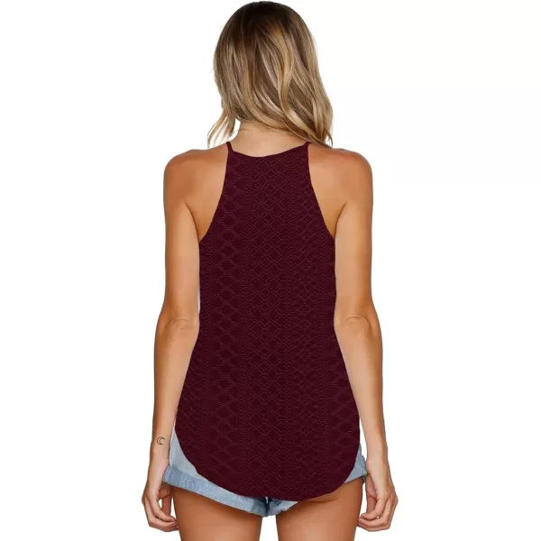 LouKeith Womens Tops Sleeveless Halter Racerback Summer Basic Tee Shirts Cami Tank Tops Beach BlousesEyeletburgundy