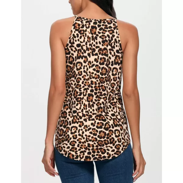 LouKeith Womens Tops Sleeveless Halter Racerback Summer Basic Tee Shirts Cami Tank Tops Beach BlousesLeopard
