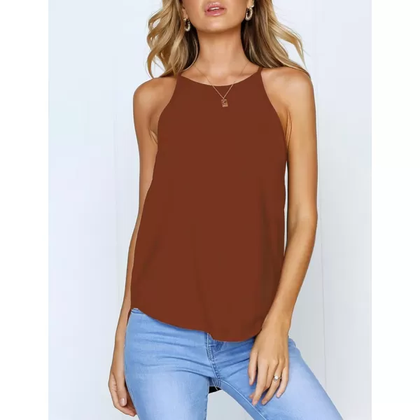 LouKeith Womens Tops Sleeveless Halter Racerback Summer Basic Tee Shirts Cami Tank Tops Beach BlousesLight Brown