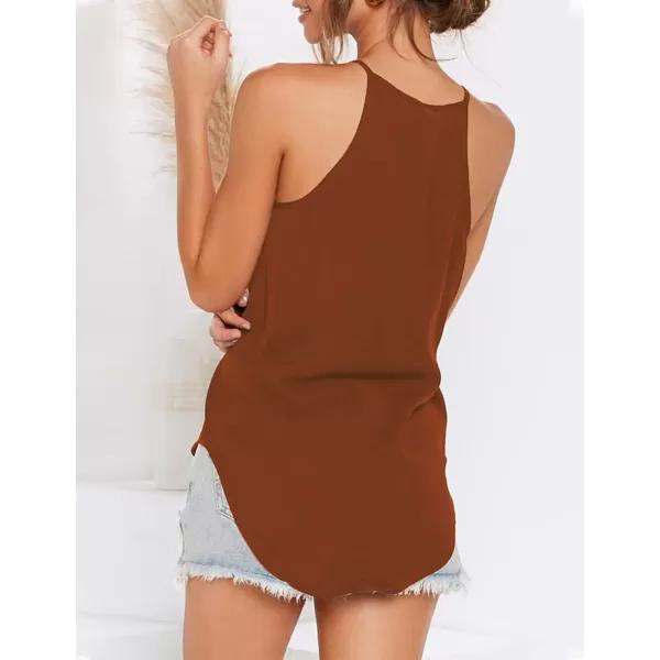 LouKeith Womens Tops Sleeveless Halter Racerback Summer Basic Tee Shirts Cami Tank Tops Beach BlousesLight Brown