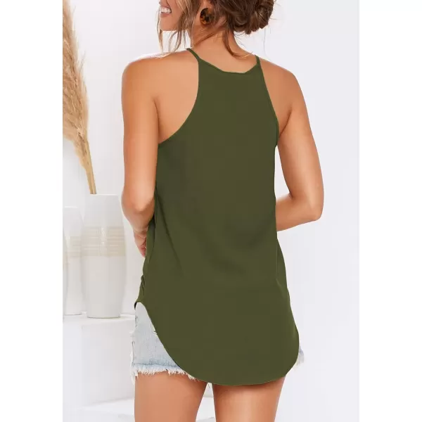 LouKeith Womens Tops Sleeveless Halter Racerback Summer Basic Tee Shirts Cami Tank Tops Beach BlousesOlive