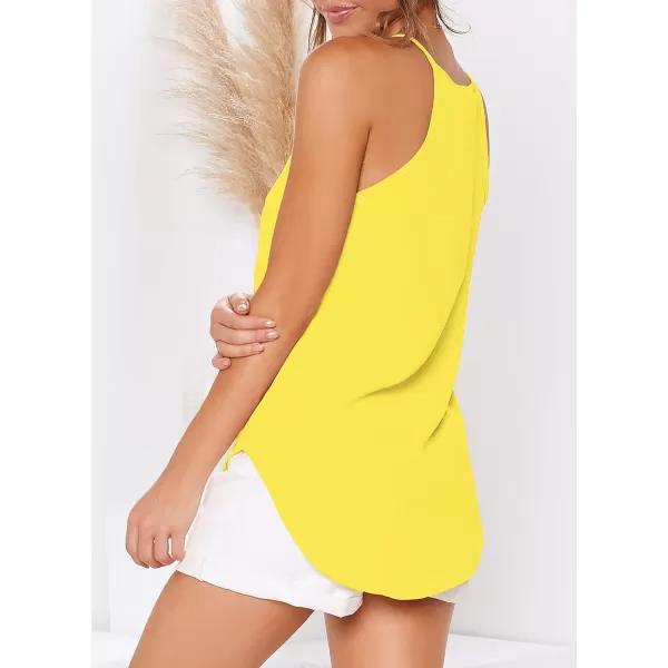 LouKeith Womens Tops Sleeveless Halter Racerback Summer Basic Tee Shirts Cami Tank Tops Beach BlousesYellow