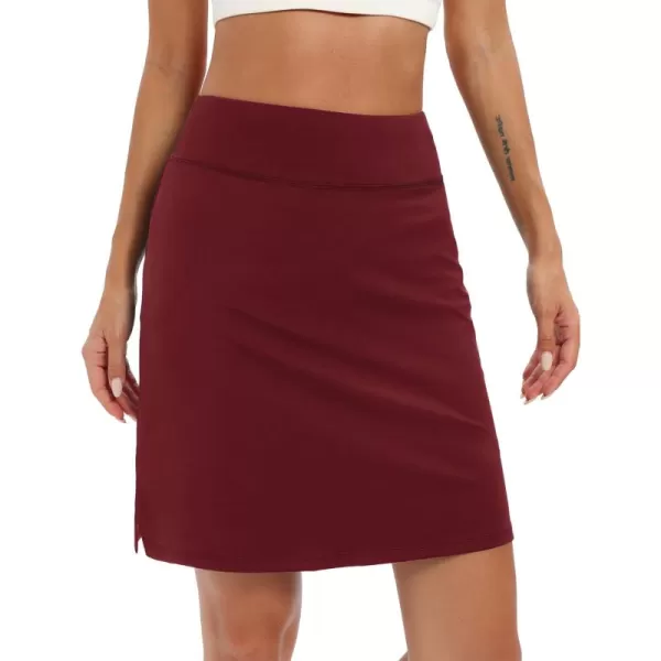 LouKeith 19quot Knee Length Skorts Skirts for Women Tennis Skirts Athletic Golf Skorts Casual Workout Skirt with Shorts PocketsBurgundy