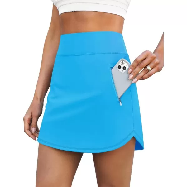 LouKeith Golf Skirts for Women Tennis Skirt with Zipper Pockets High Waisted Running Casual Athletic Skorts Builtin ShortsBlue