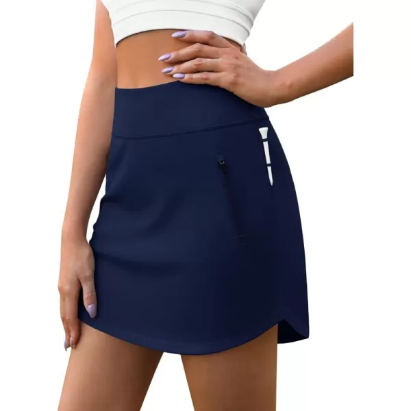 LouKeith Golf Skirts for Women Tennis Skirt with Zipper Pockets High Waisted Running Casual Athletic Skorts Builtin ShortsNavy