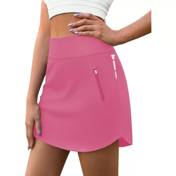 LouKeith Golf Skirts for Women Tennis Skirt with Zipper Pockets High Waisted Running Casual Athletic Skorts Builtin ShortsPink