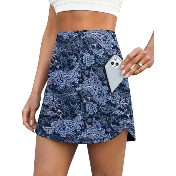 LouKeith Golf Skirts for Women Tennis Skirt with Zipper Pockets High Waisted Running Casual Athletic Skorts Builtin ShortsSapphire Print