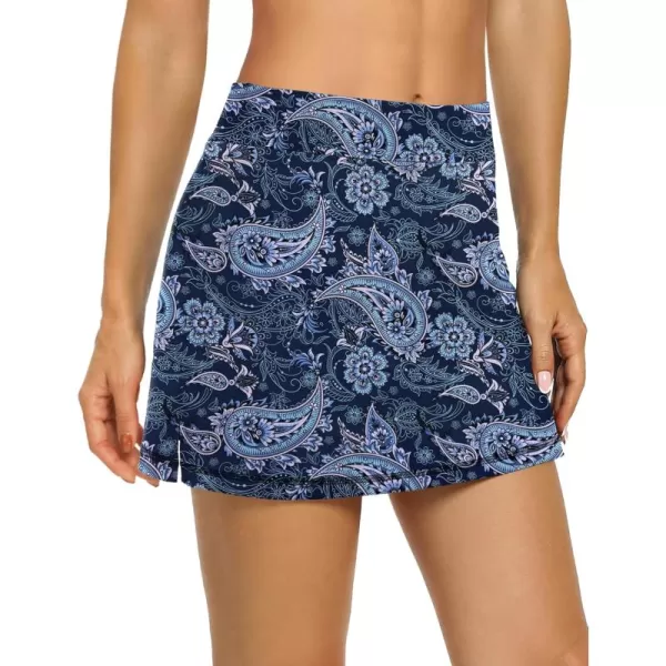 LouKeith Tennis Skirts for Women Golf Athletic Activewear Skorts Mini Summer Workout Running Shorts with PocketsPattern 12sapphire Print