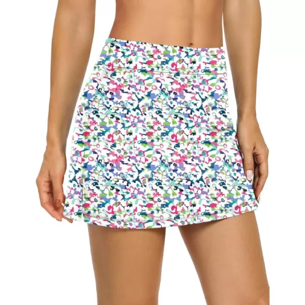 LouKeith Tennis Skirts for Women Golf Athletic Activewear Skorts Mini Summer Workout Running Shorts with PocketsPattern 4boho Flowers