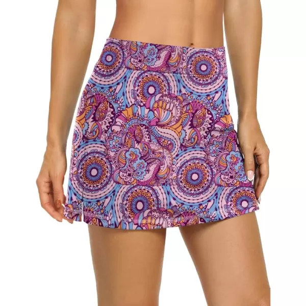 LouKeith Tennis Skirts for Women Golf Athletic Activewear Skorts Mini Summer Workout Running Shorts with PocketsPattern 9bohemian