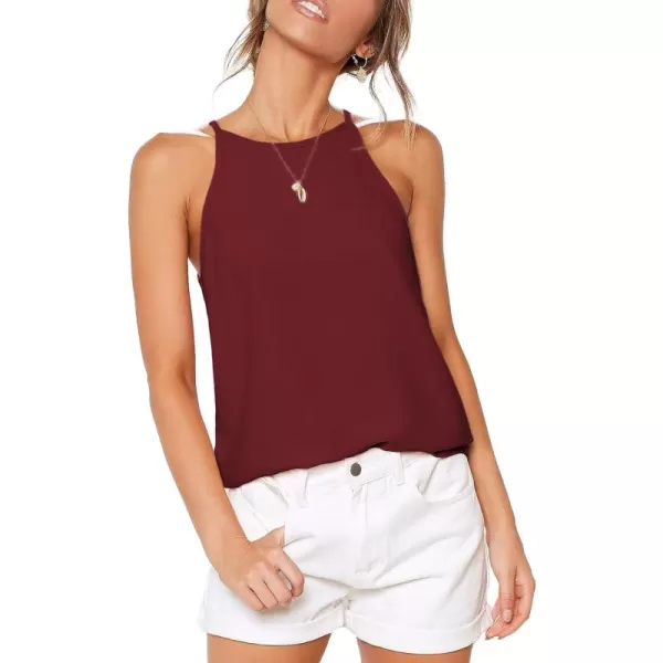 LouKeith Womens Tops Sleeveless Halter Racerback Summer Basic Tee Shirts Cami Tank Tops Beach BlousesBurgundy