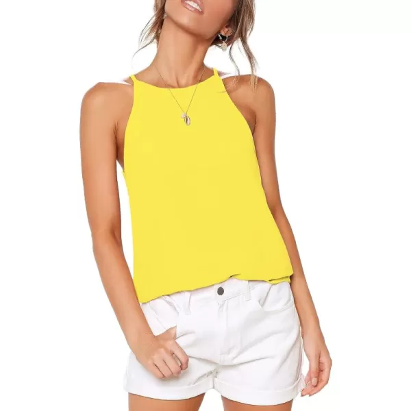 LouKeith Womens Tops Sleeveless Halter Racerback Summer Basic Tee Shirts Cami Tank Tops Beach BlousesYellow