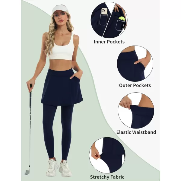 LouKeith Skirted Leggings for Women Athletic Skirt with Leggings Tennis Skirt Yoga Running Golf Skirts with 4 PocketsNavy