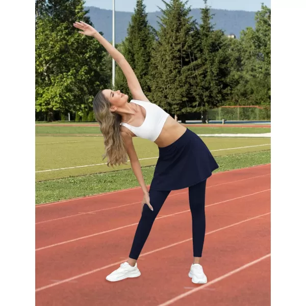 LouKeith Skirted Leggings for Women Athletic Skirt with Leggings Tennis Skirt Yoga Running Golf Skirts with 4 PocketsNavy