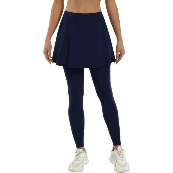 LouKeith Skirted Leggings for Women Athletic Skirt with Leggings Tennis Skirt Yoga Running Golf Skirts with 4 PocketsNavy