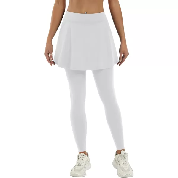 LouKeith Skirted Leggings for Women Athletic Skirt with Leggings Tennis Skirt Yoga Running Golf Skirts with 4 PocketsWhite