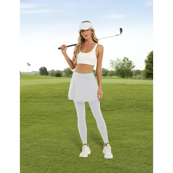LouKeith Skirted Leggings for Women Athletic Skirt with Leggings Tennis Skirt Yoga Running Golf Skirts with 4 PocketsWhite