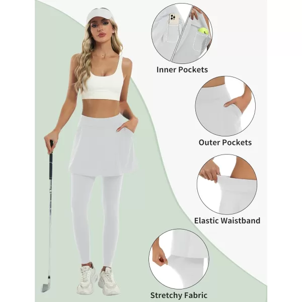 LouKeith Skirted Leggings for Women Athletic Skirt with Leggings Tennis Skirt Yoga Running Golf Skirts with 4 PocketsWhite
