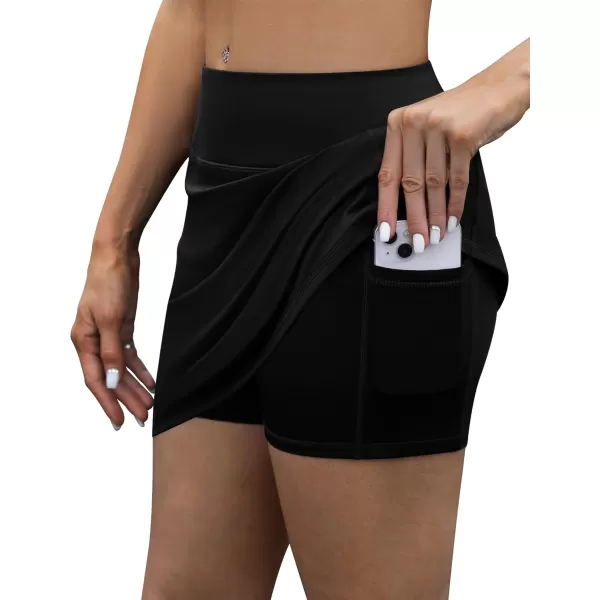 LouKeith Tennis Skirt with Shorts High Waisted Golf Skirts Dressy Casual Workout Athletic Skorts for Women with 4 PocketsBlack