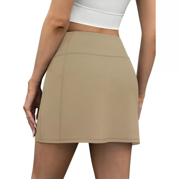 LouKeith Tennis Skirt with Shorts High Waisted Golf Skirts Dressy Casual Workout Athletic Skorts for Women with 4 PocketsKhaki