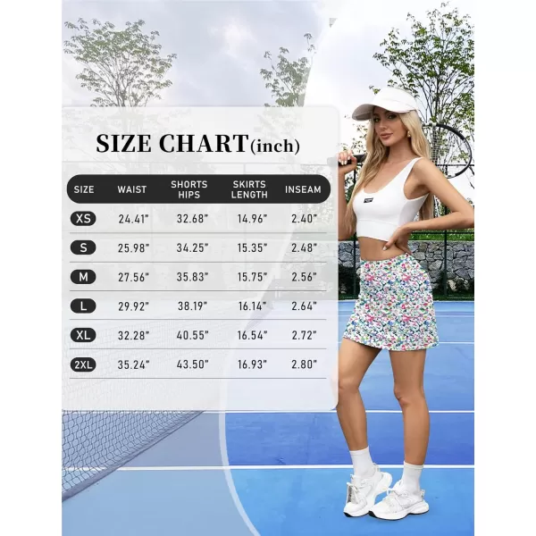 LouKeith Tennis Skirt with Shorts High Waisted Golf Skirts Dressy Casual Workout Athletic Skorts for Women with 4 PocketsPattern 1boho Flowers