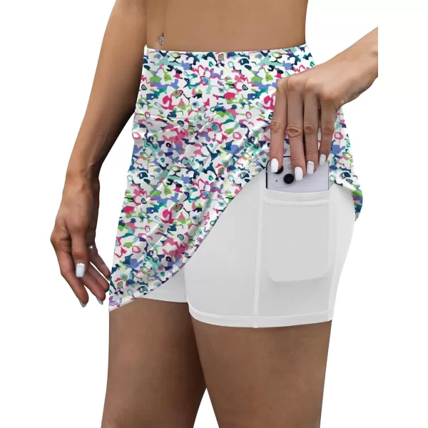 LouKeith Tennis Skirt with Shorts High Waisted Golf Skirts Dressy Casual Workout Athletic Skorts for Women with 4 PocketsPattern 1boho Flowers