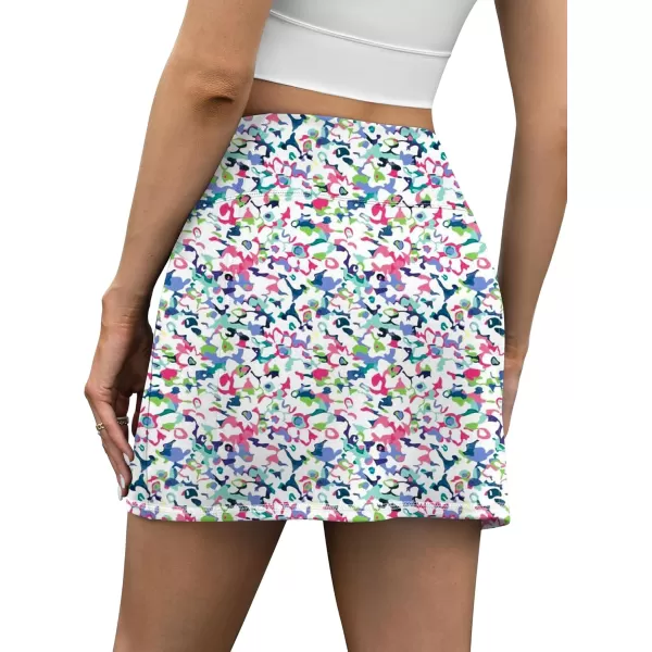 LouKeith Tennis Skirt with Shorts High Waisted Golf Skirts Dressy Casual Workout Athletic Skorts for Women with 4 PocketsPattern 1boho Flowers